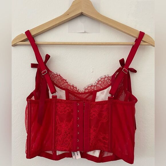 VS Dream Angels Valentine’s Lace up Corset Bra Size Medium - Picture 7 of 12